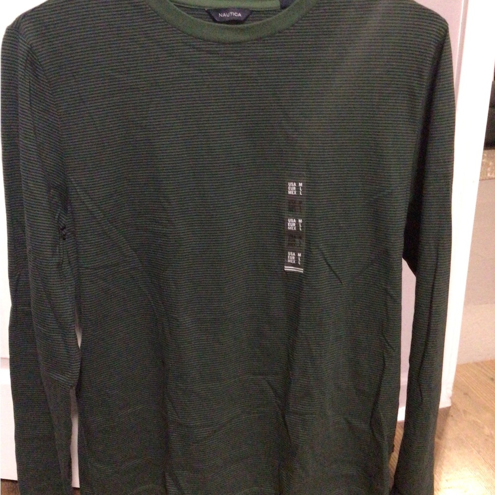 Nautica Men's Green Striped Shirt